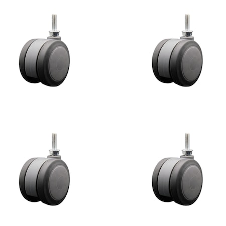Service Caster 3'' Gray Heavy Duty Floor Safe Twin Wheel Caster 5/16'' Threaded Stem , 4PK SCC-TS02S75-TPR-GRY-5161810-4